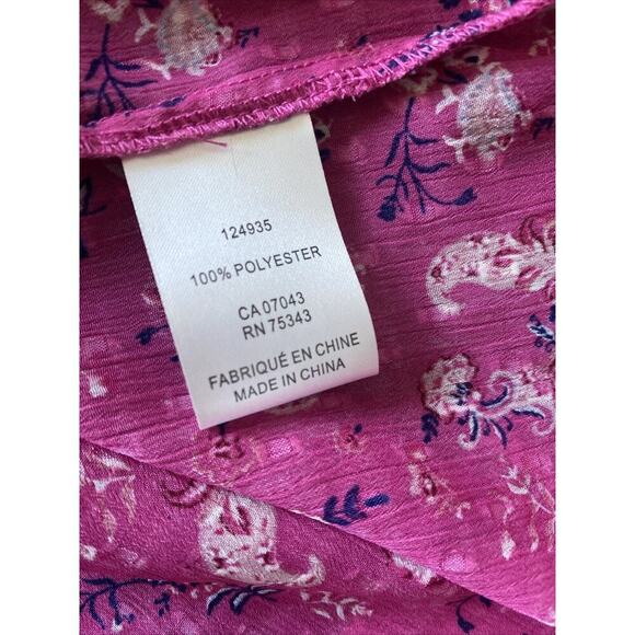 Joie Womens Small Pink‎ Floral Swiss Dot Ruffle Sleev Blouse Top - Picture 7 of 7